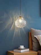 Lampa Wisząca Art Deco ze Szklanym Kloszem w Kształcie Muszli