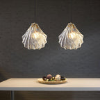 Lampa Wisząca Art Deco ze Szklanym Kloszem w Kształcie Muszli