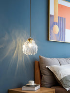 Lampa Wisząca Art Deco ze Szklanym Kloszem w Kształcie Muszli