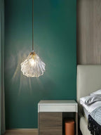 Lampa Wisząca Art Deco ze Szklanym Kloszem w Kształcie Muszli