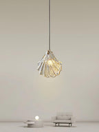 Lampa Wisząca Art Deco ze Szklanym Kloszem w Kształcie Muszli