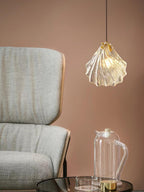 Lampa Wisząca Art Deco ze Szklanym Kloszem w Kształcie Muszli