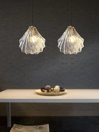Lampa Wisząca Art Deco ze Szklanym Kloszem w Kształcie Muszli