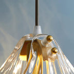 Lampa Wisząca Art Deco ze Szklanym Kloszem w Kształcie Muszli