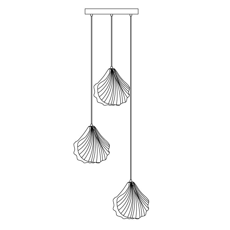 Lampa Wisząca Art Deco ze Szklanym Kloszem w Kształcie Muszli