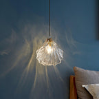 Lampa Wisząca Art Deco ze Szklanym Kloszem w Kształcie Muszli