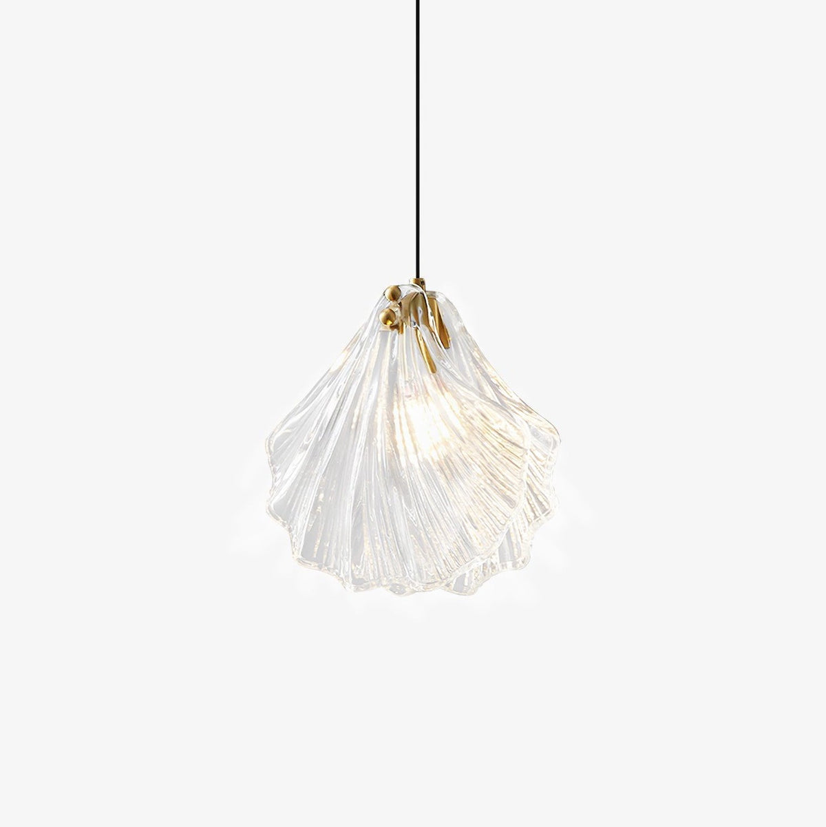 Lampa Wisząca Art Deco ze Szklanym Kloszem w Kształcie Muszli