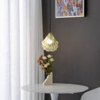 Lampa Wisząca Art Deco ze Szklanym Kloszem w Kształcie Muszli
