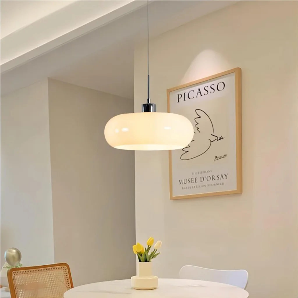 Lampa Wisząca Bauhaus ze Szklanym Kloszem Retro