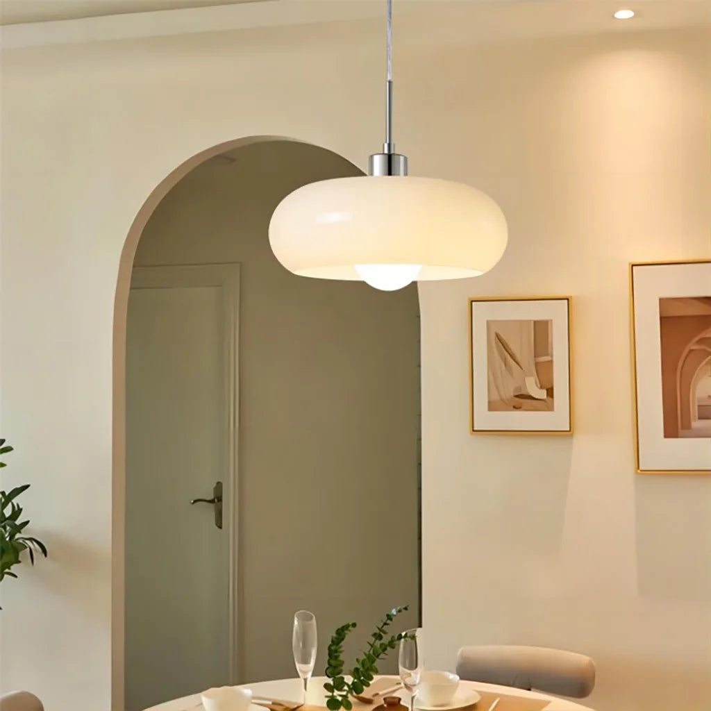 Lampa Wisząca Bauhaus ze Szklanym Kloszem Retro