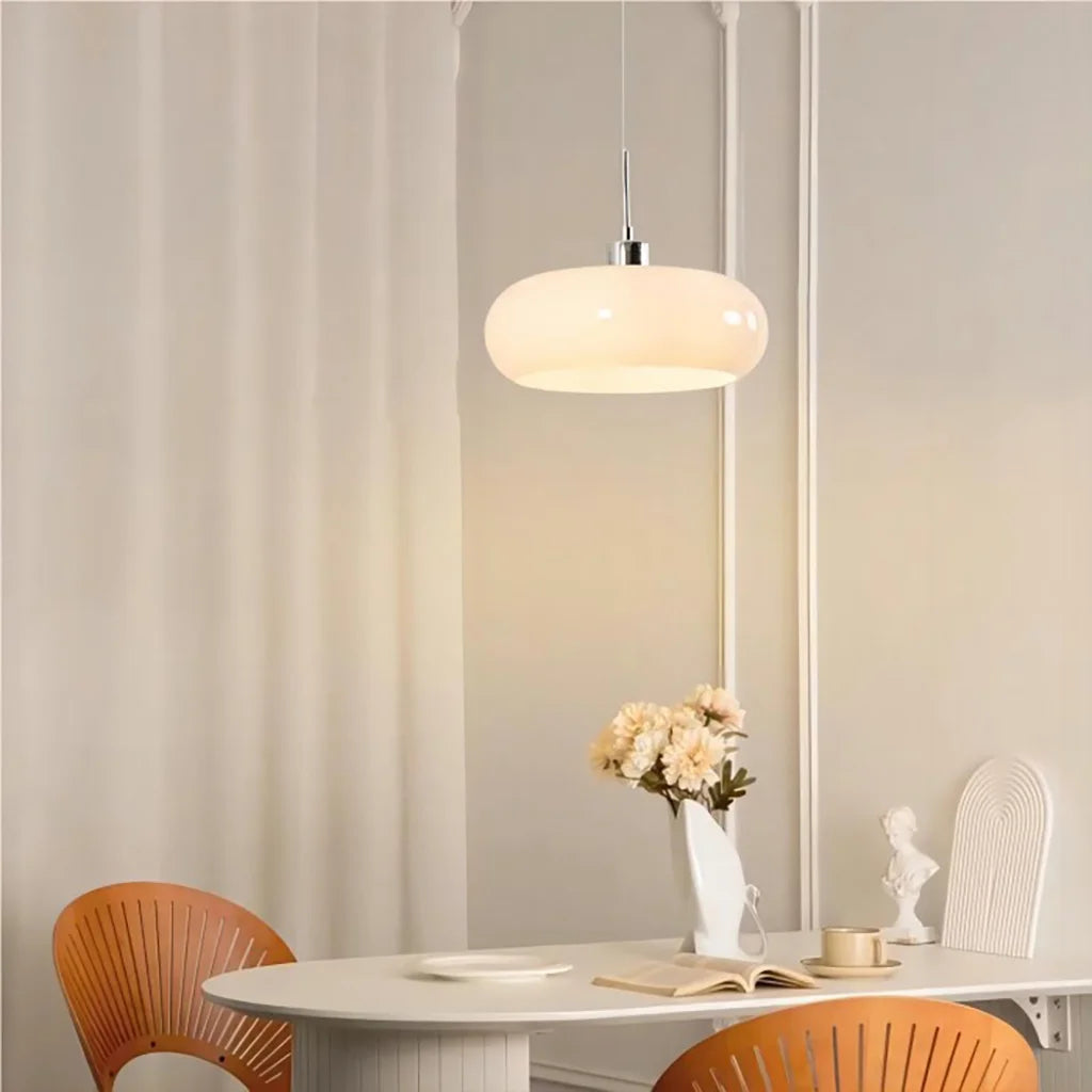 Lampa Wisząca Bauhaus ze Szklanym Kloszem Retro