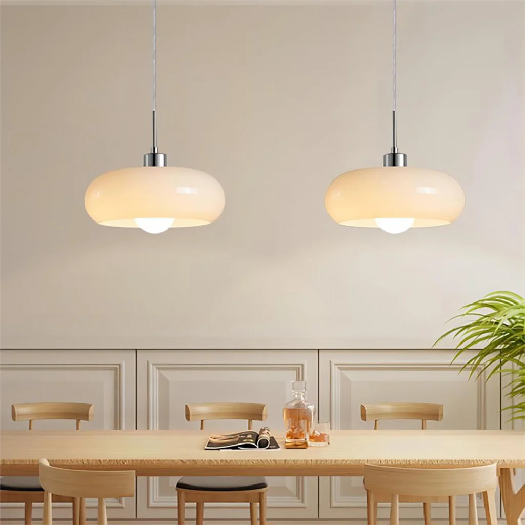 Lampa Wisząca Bauhaus ze Szklanym Kloszem Retro