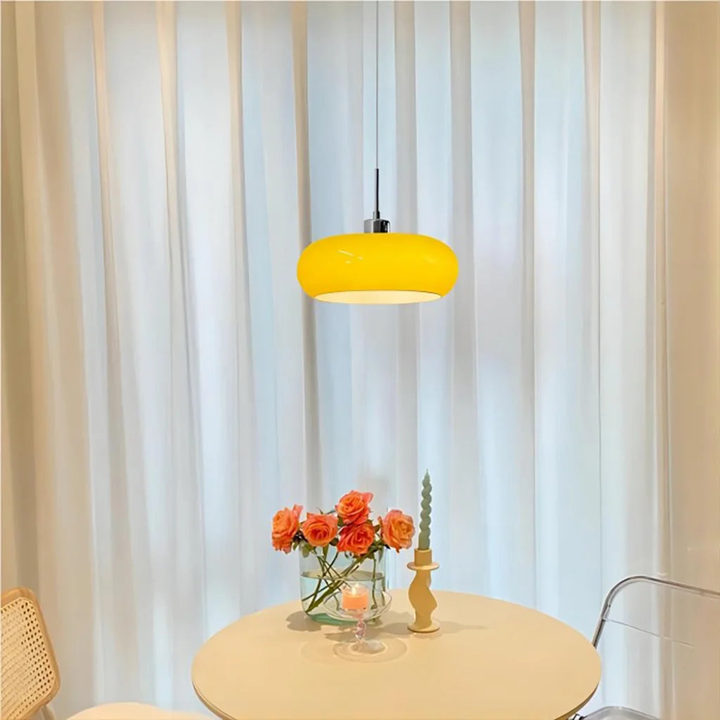 Lampa Wisząca Bauhaus ze Szklanym Kloszem Retro
