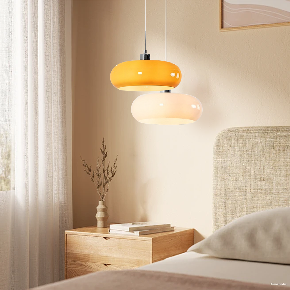 Lampa Wisząca Bauhaus ze Szklanym Kloszem Retro