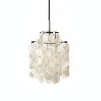 Lampa Wisząca Boho z Dyskami z Muszli na Metalowej Ramie