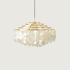 Lampa Wisząca Boho z Dyskami z Muszli na Metalowej Ramie ##POS:13##