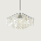 Lampa Wisząca Boho z Dyskami z Muszli na Metalowej Ramie ##POS:16##