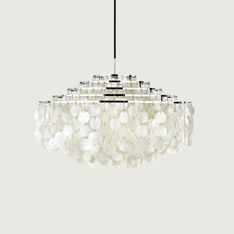 Lampa Wisząca Boho z Dyskami z Muszli na Metalowej Ramie ##POS:16##