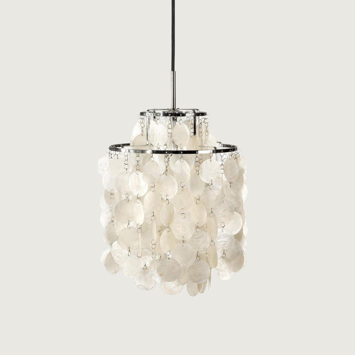 Lampa Wisząca Boho z Dyskami z Muszli na Metalowej Ramie ##POS:2##