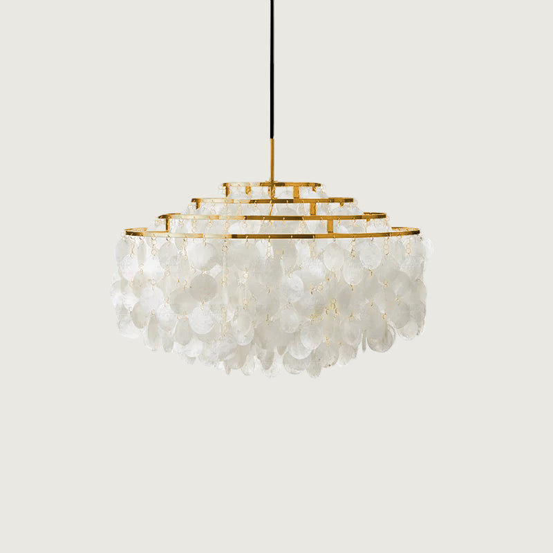 Lampa Wisząca Boho z Dyskami z Muszli na Metalowej Ramie ##POS:20##