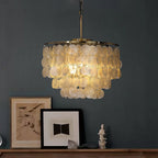 Lampa Wisząca Boho z Dyskami z Muszli na Metalowej Ramie ##POS:4##