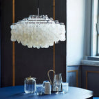 Lampa Wisząca Boho z Dyskami z Muszli na Metalowej Ramie