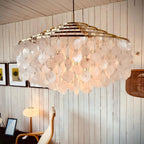 Lampa Wisząca Boho z Dyskami z Muszli na Metalowej Ramie ##POS:7##