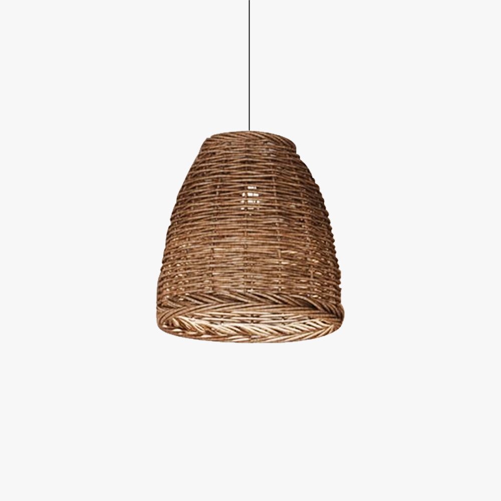 Lampa Wisząca Boho z Rattanowym Kloszem i Regulowaną Wysokością