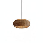 Lampa Wisząca Boho z Rattanu w Kształcie Elipsy