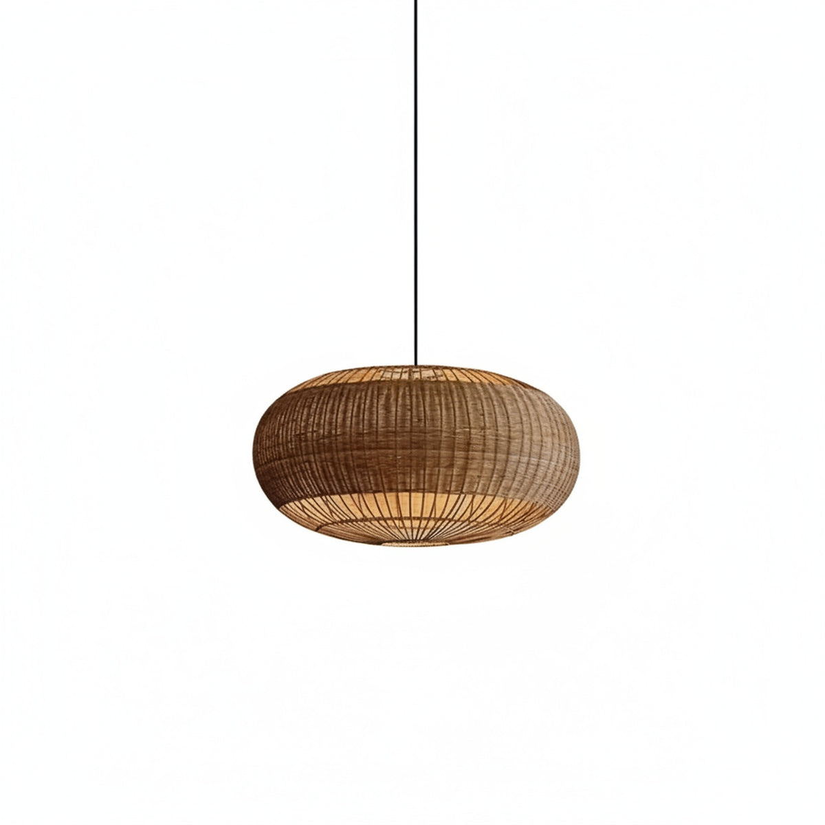 Lampa Wisząca Boho z Rattanu w Kształcie Elipsy