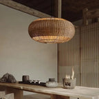 Lampa Wisząca Boho z Rattanu w Kształcie Elipsy