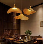 Lampa Wisząca Boho z Rattanu z Falistym Kloszem
