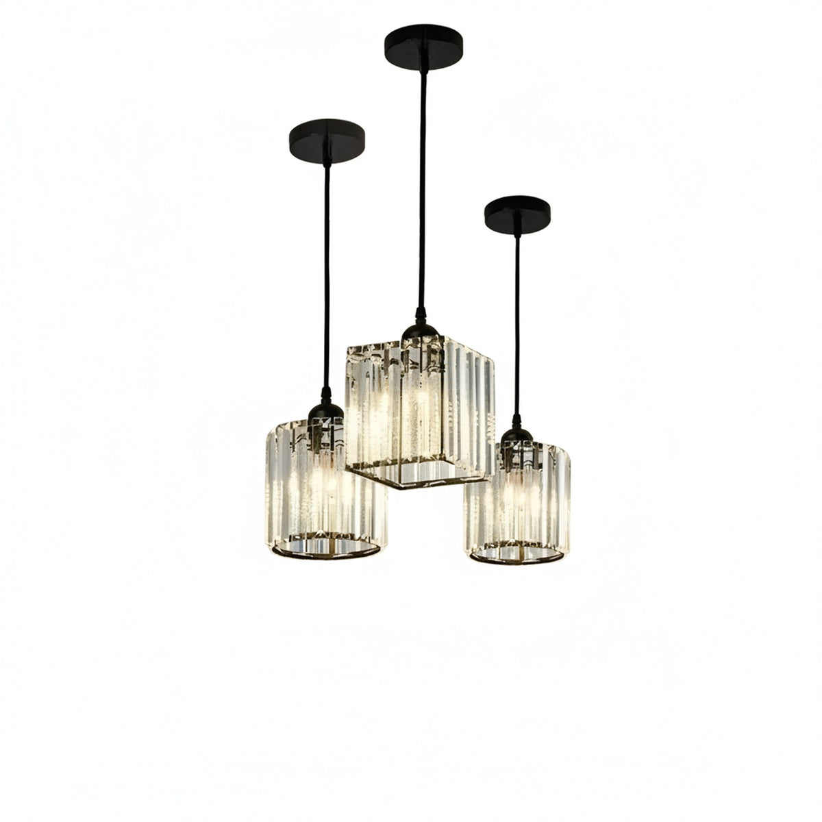 Lampa Wisząca Glamour z Kryształowym Kloszem i Regulowaną Wysokością