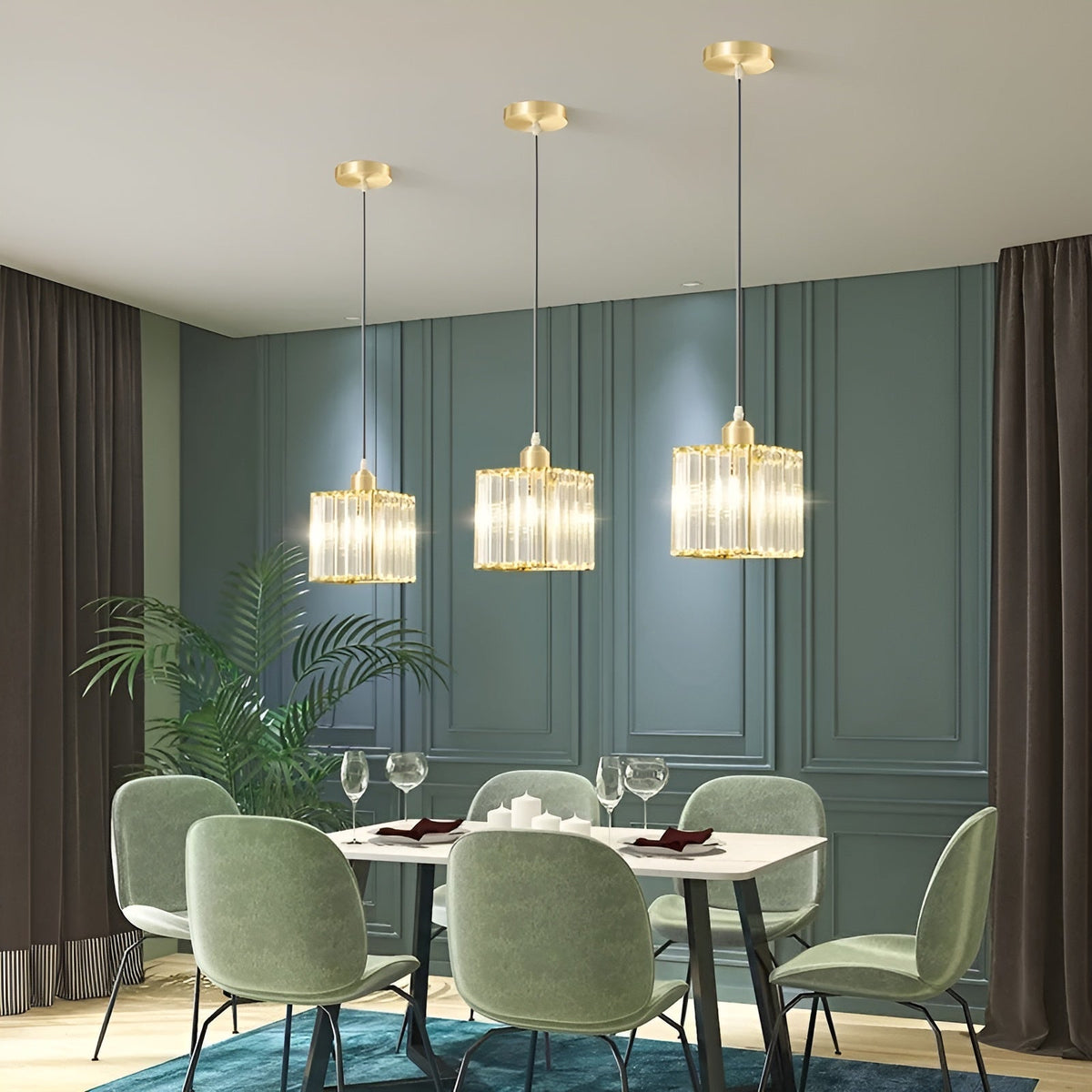 Lampa Wisząca Glamour z Kryształowym Kloszem i Regulowaną Wysokością