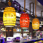 Lampa Wisząca Industrialna w Kształcie Beczki z Liną Konopną