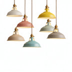 Lampa Wisząca Industrialna z Kolorowym Kloszem Metalowym
