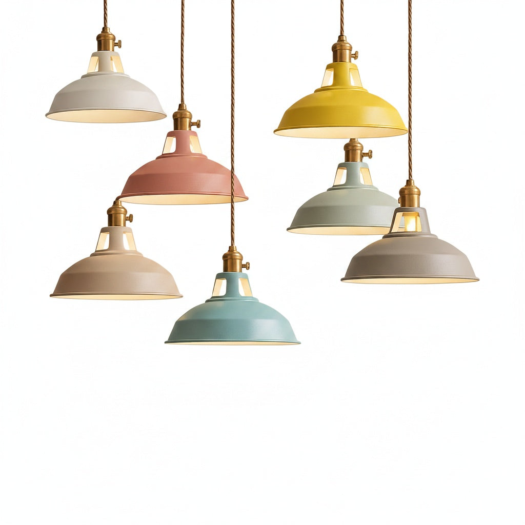 Lampa Wisząca Industrialna z Kolorowym Kloszem Metalowym