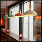 Lampa Wisząca Industrialna z Kolorowym Kloszem Metalowym
