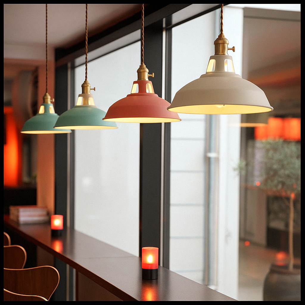 Lampa Wisząca Industrialna z Kolorowym Kloszem Metalowym