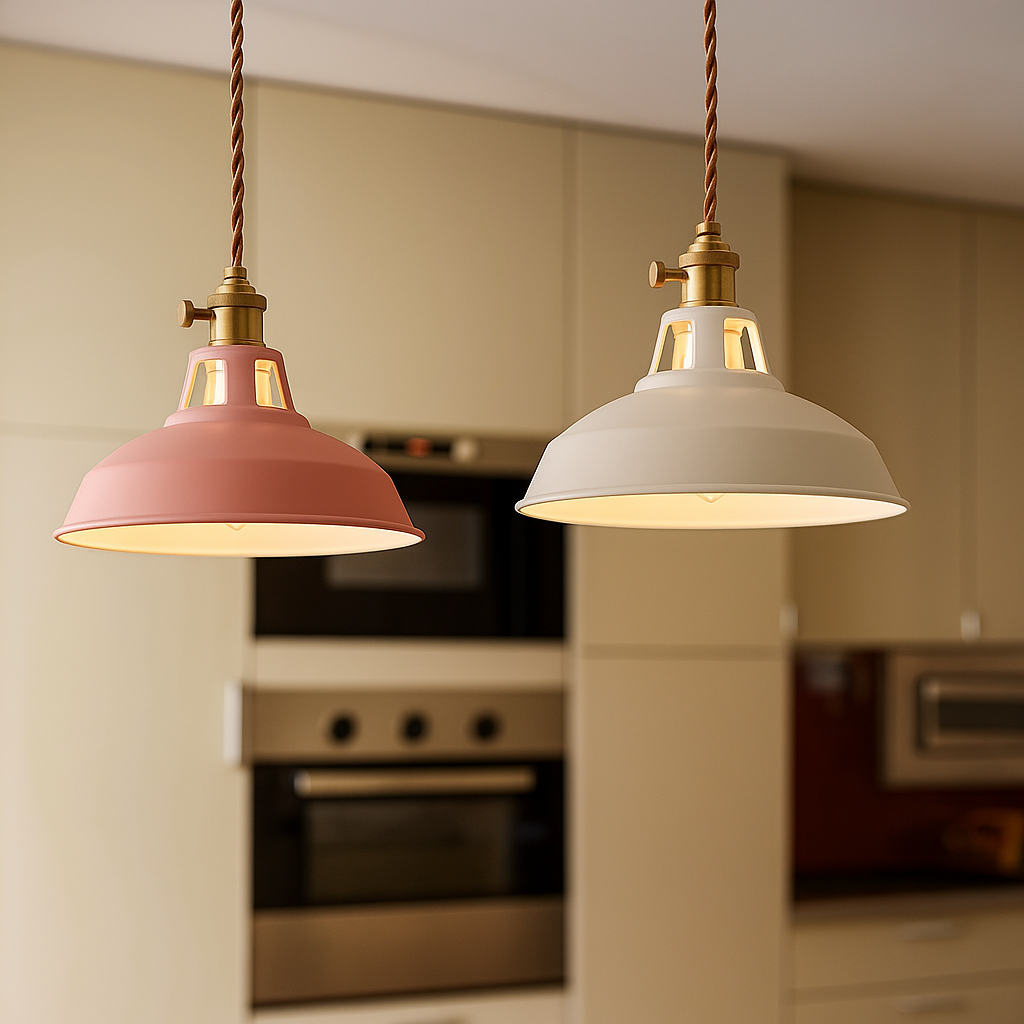 Lampa Wisząca Industrialna z Kolorowym Kloszem Metalowym
