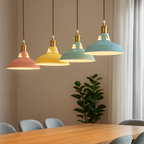 Lampa Wisząca Industrialna z Kolorowym Kloszem Metalowym