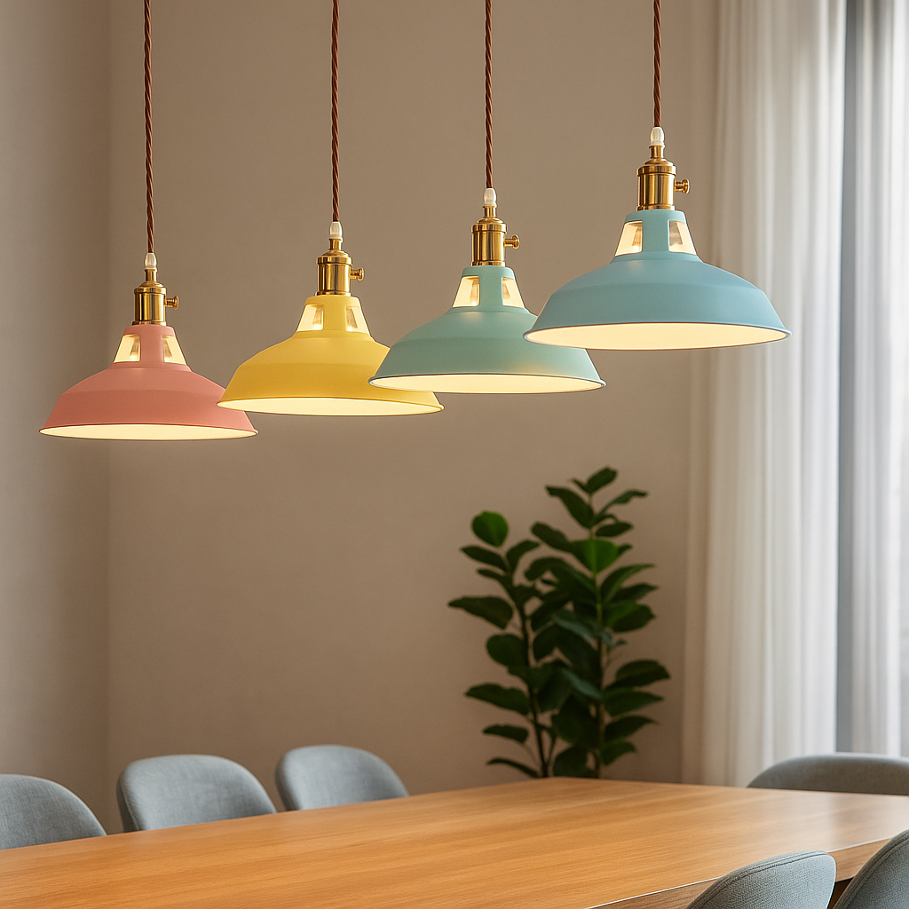 Lampa Wisząca Industrialna z Kolorowym Kloszem Metalowym