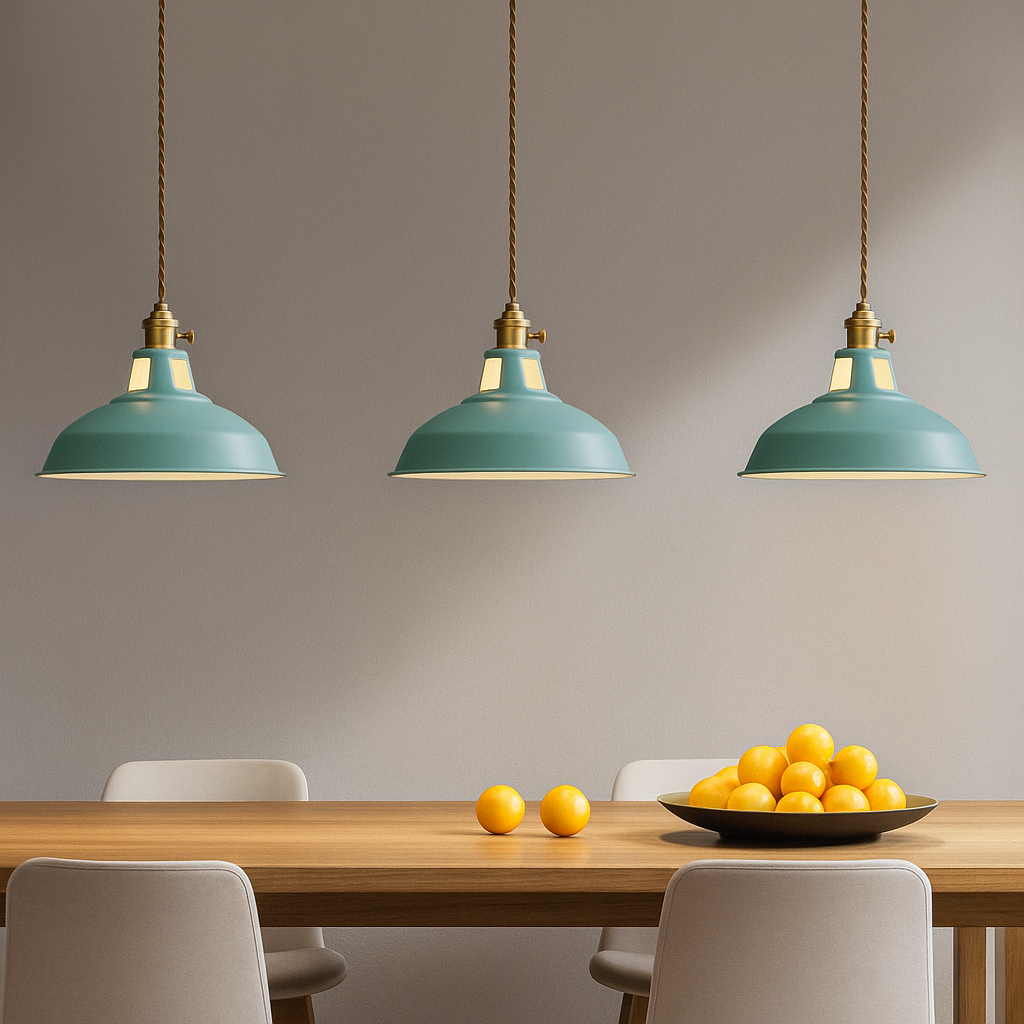 Lampa Wisząca Industrialna z Kolorowym Kloszem Metalowym