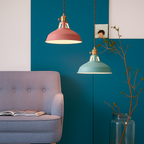 Lampa Wisząca Industrialna z Kolorowym Kloszem Metalowym ##POS:9##