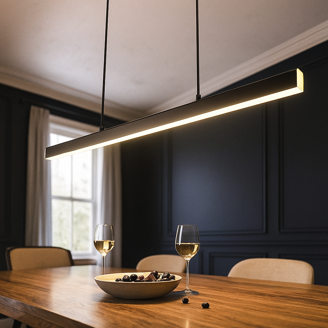 Lampa Wisząca Industrialna z Liniowym Kloszem i Zintegrowanym LED