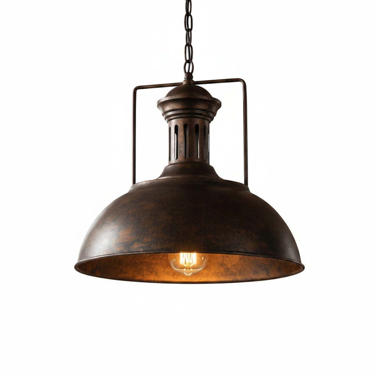 Lampa Wisząca Industrialna z Metalowym Kloszem w Kształcie Czaszy