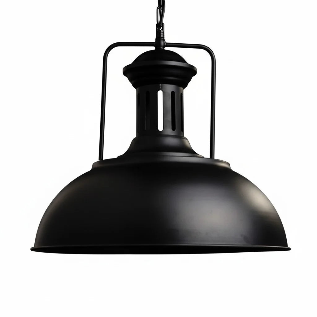 Lampa Wisząca Industrialna z Metalowym Kloszem w Kształcie Czaszy ##POS:12##