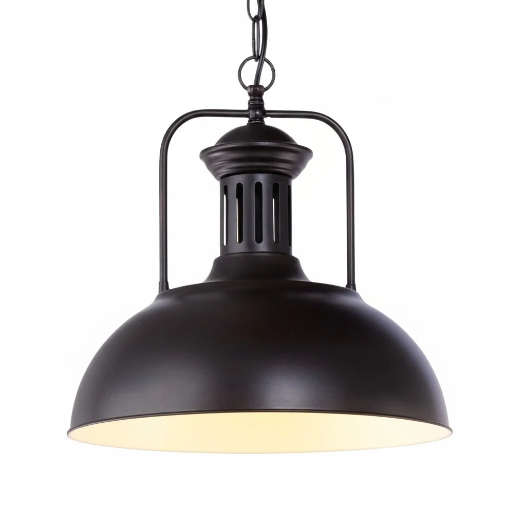 Lampa Wisząca Industrialna z Metalowym Kloszem w Kształcie Czaszy