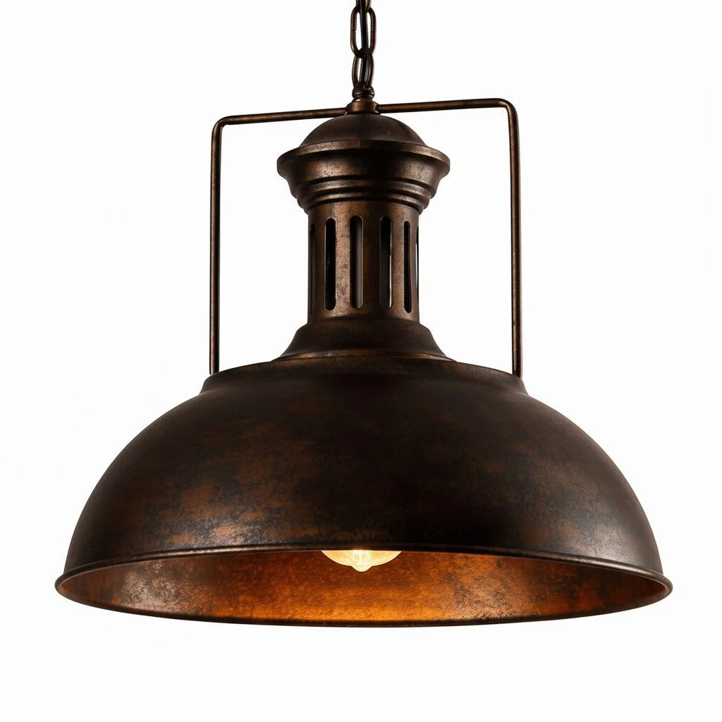 Lampa Wisząca Industrialna z Metalowym Kloszem w Kształcie Czaszy