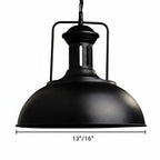 Lampa Wisząca Industrialna z Metalowym Kloszem w Kształcie Czaszy